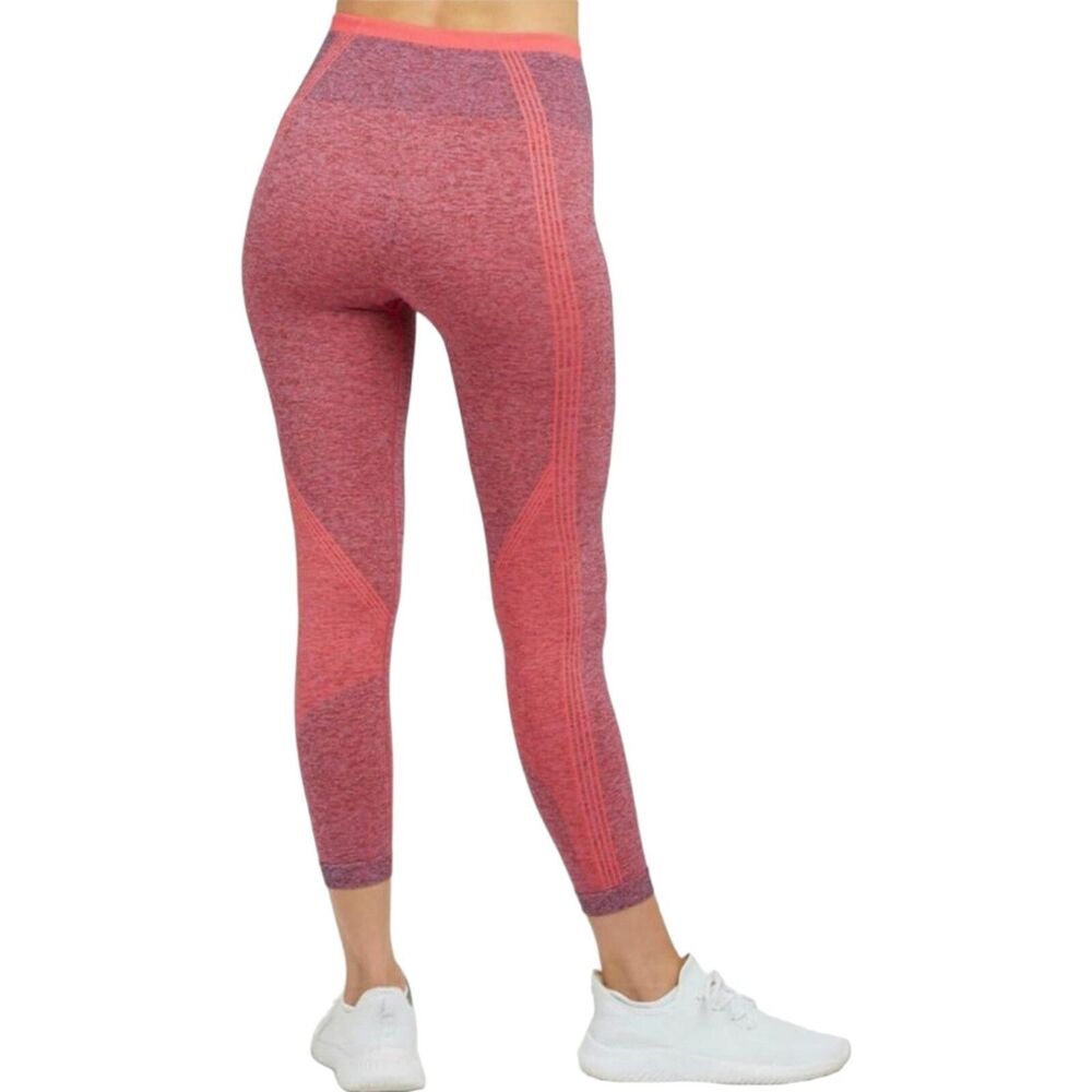 Spanx Seamless Sculpt Legging Womens Large Spacedye Coral Punch Activewear Gym - Picture 2 of 12
